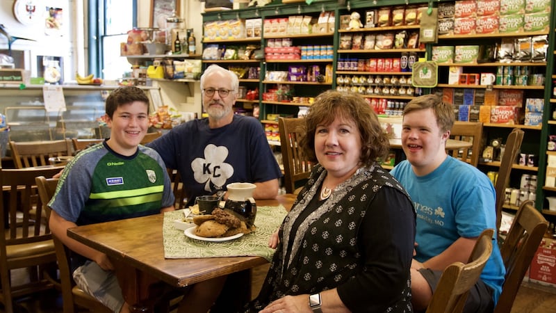 Kerry Browne with her family in Browne's Irish Marketplace in Kansas City. Photograph: Bruce N Meyer