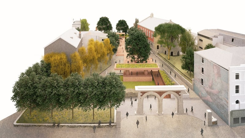 Illustration of the plan for Bishop Lucey Park