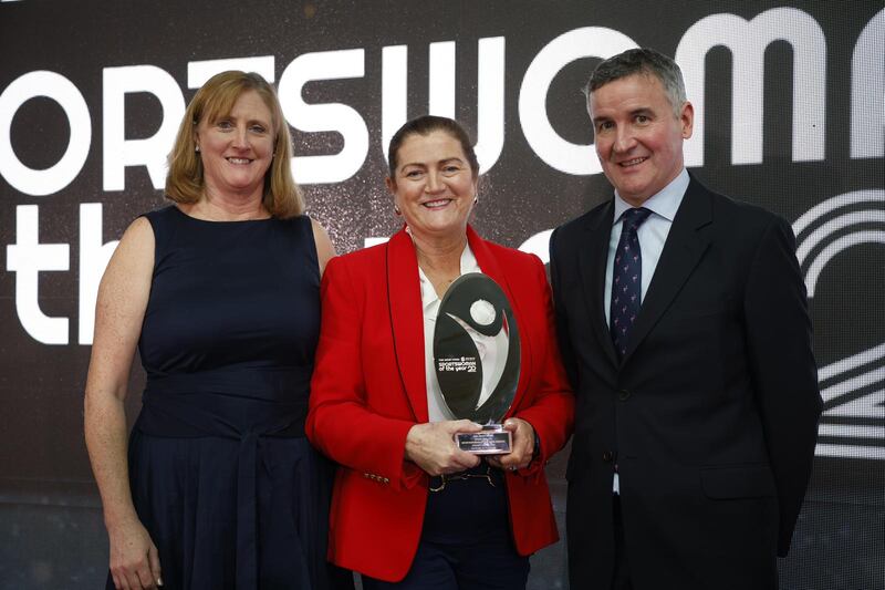Eimir Blackmore, accepting the award on behalf of her daughter Rachael at the Sportswoman of the Year awards. Photograph: Nick Bradshaw