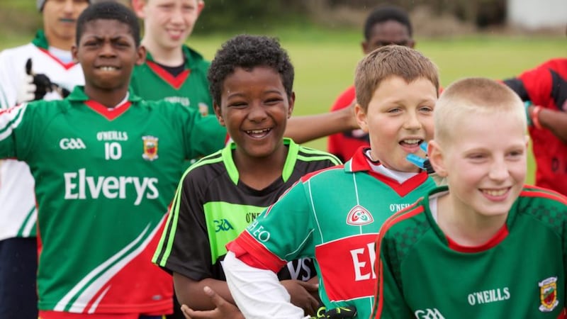 Children at the Ballyhaunis GAA club’s integration day. Photograph: Keith Heneghan