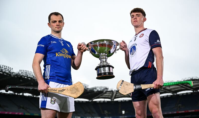 Cavan's Enda Shalvey (left) and New York's Tom O'Meara will meet again in Saturday's Lory Meagher Cup final. Photograph: Seb Daly/Sportsfile