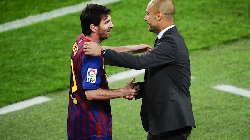 Manchester City are confident that Pep Guardiola would put them in the pole position to snap up Lionel Messi if he should leave Barcelona. Photo: David Ramos/Getty Images