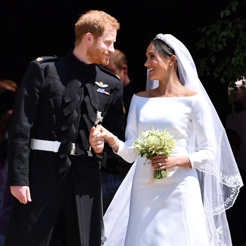 Wedding bells: Harry and Meghan after their marriage, at Windsor Castle, in 2018. Photograph: Ben Stansall/Pool/Getty
