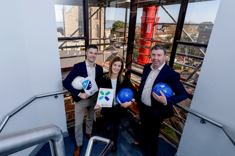 Chris Lauder, founder of the Dublin Academy of Education (left) with Dawn McCarron and Padraig Hourigan at the new location for the grind school. Photograph: Maxwells