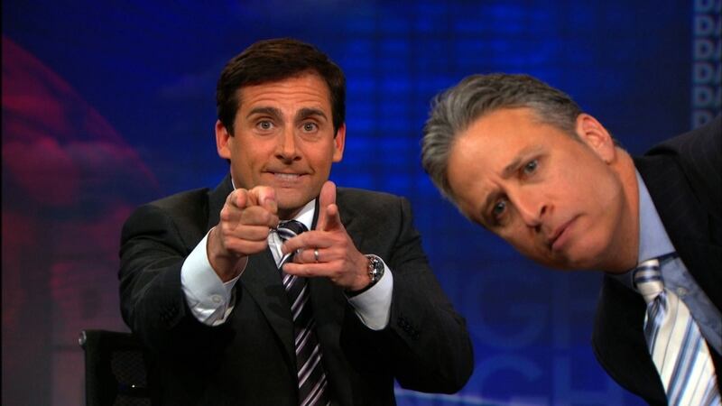Steve Carell with Jon Stewart on The Daily Show