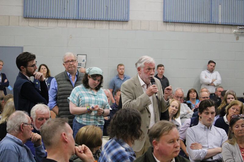 Finsbury Park Residents chair Tim Geraghty  speaks at the public meeting on planned drone deliveries from Dundrum by Manna. Photograph: Hugh Dooley
