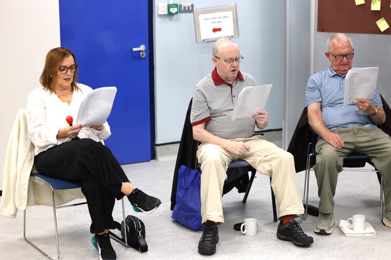 From left, singers Trish Goulding, Paul O’Flaherty and John McGauley. Photograph: Dara Mac Dónaill 