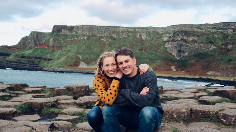 Virginia and Mark Evans at the Giant’s Causeway in Co Antrim