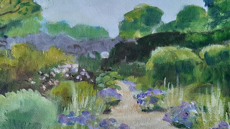 Painting by Alison Rosse in the walled garden at Kilgobbin, Co Limerick