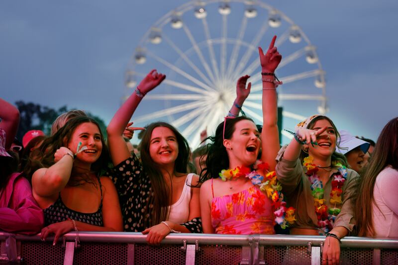 Festivalgoers enjoy Glass Animals' set on the main stage at Electric Picnic. Photograph: Alan Betson

