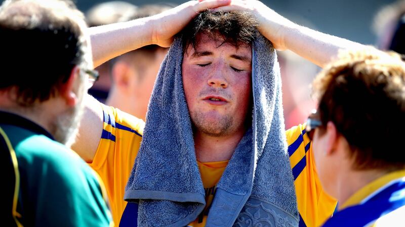 Clare’s Keelan Sexton   after the game.