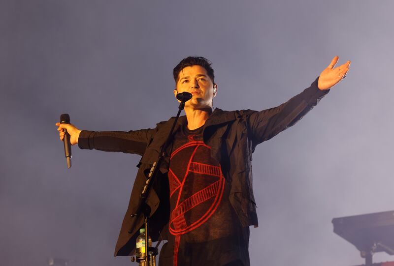 Danny O’Donoghue tells the crowd that Mark Sheehan, their guitarist, who died in April this year, at the age of 46, 'was dying to do EP'. Photograph: Alan Betson