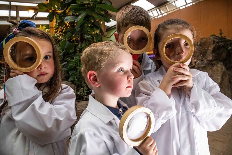 Young scientists are pictured in Fota Wildlife Park at the launch of the Cork Science Festival. Photograph: Clare Keogh