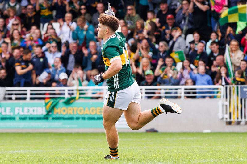 Kerry's Ben Kelliher celebrates after scoring his side's goal. Photograph: Tom Maher/Inpho