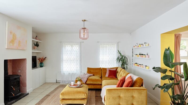 ‘The position of the couch works so well for the room – it maximises seating space while keeping the space feeling open and inviting.’ Joanne Condon says of her delight at finally getting her open plan living room scheme just right.