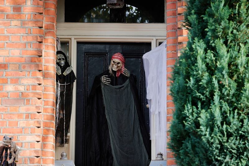 20/10/2021 - NEWS - Halloween decorations outside houses on Ranelagh Road. Conor Goodman FeaturesPhotograph: Alan Betson / The Irish Times