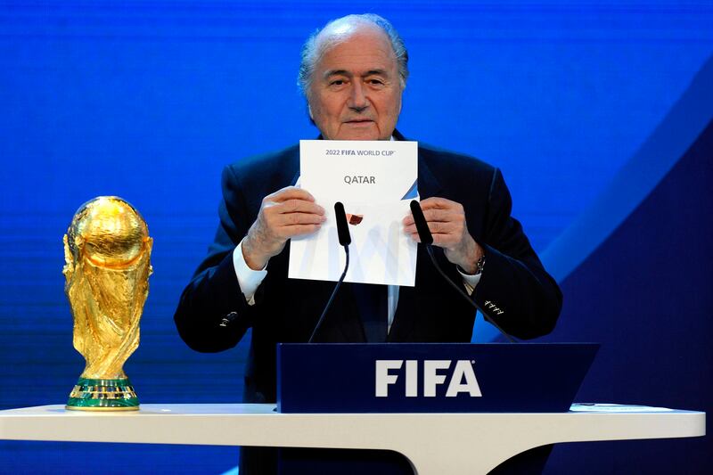 Then Fifa president Sepp Blatter announces that Qatar will be hosting the 2022 World Cup. Photograph: Keystone/Walter Bieri/AP