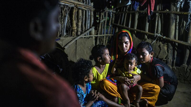 Rita Behera, the widow of Prafulla Behera, with their four daughters on November 10th. Photograph: Atul Loke/The New York Times