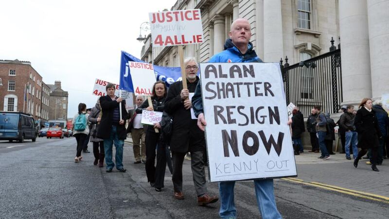 Awkward truths: protesters outside Government Buildings on Thursday, calling for the resignation of  Minister for Justice Alan Shatter. Photograph: Cyril Byrne