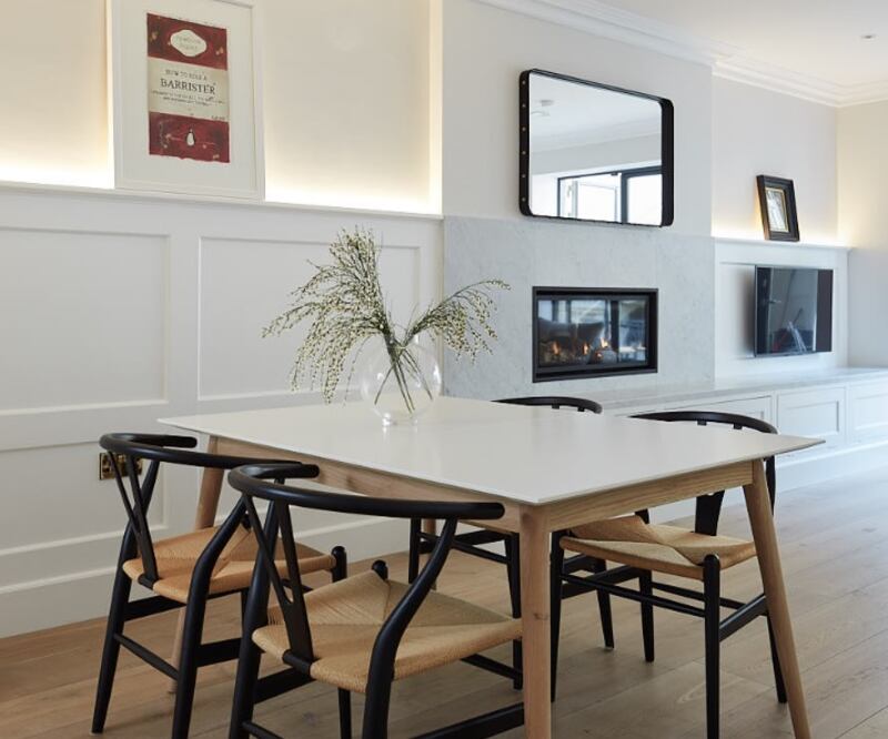 The kitchen in the basement has chairs from CA Design and a dining table from Bo Concept. Photograph: Philip Lauterbach