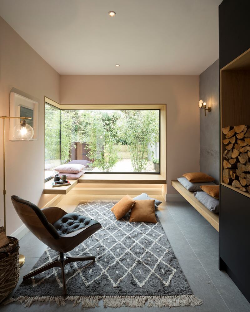 Downstairs in the new extension, where bamboo brings in a sense of the garden. Photograph: Aisling McCoy