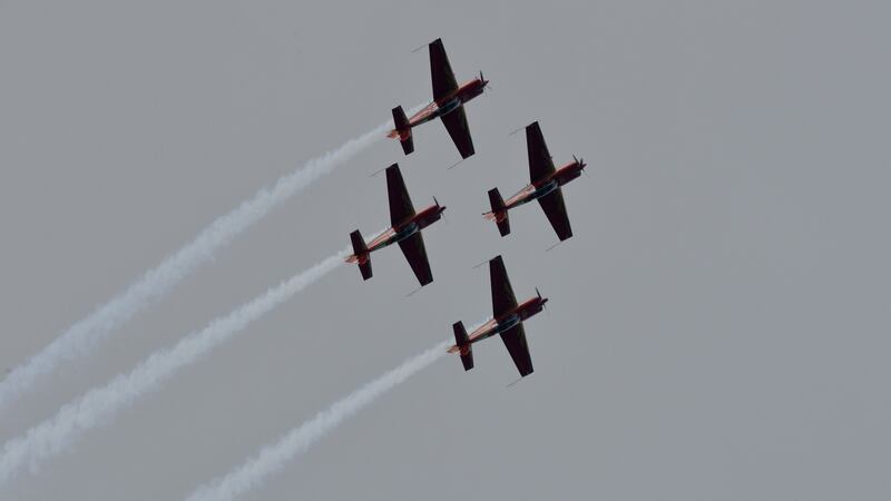 Members of the Royal Jordanian Falcons perform during the Bray Air Display. Photograph: Alan Betson