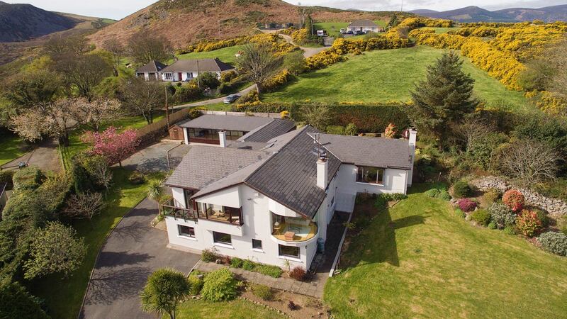 An aerial  view of Caie Le Mar, Rocky Valley Drive, Kilmacanogue, Co Wicklow