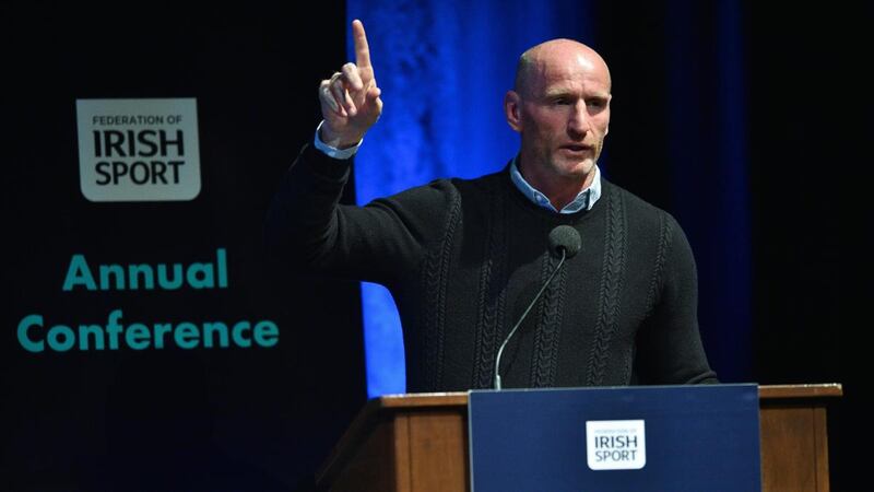 Former Welsh rugby player Gareth Thomas pictured at the Federation of Irish Sport Annual Conference at The Helix in Dublin City University. Photograph: Matt Browne/Sportsfile