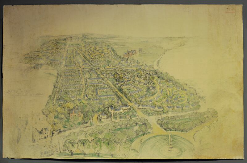 A preliminary sketch by the architect Raymond Unwin for the garden suburb of Marino, 1914; as constructed in the 1920s, this was a pioneering attempt to develop a garden suburb, in which open spaces and quality of life would be paramount