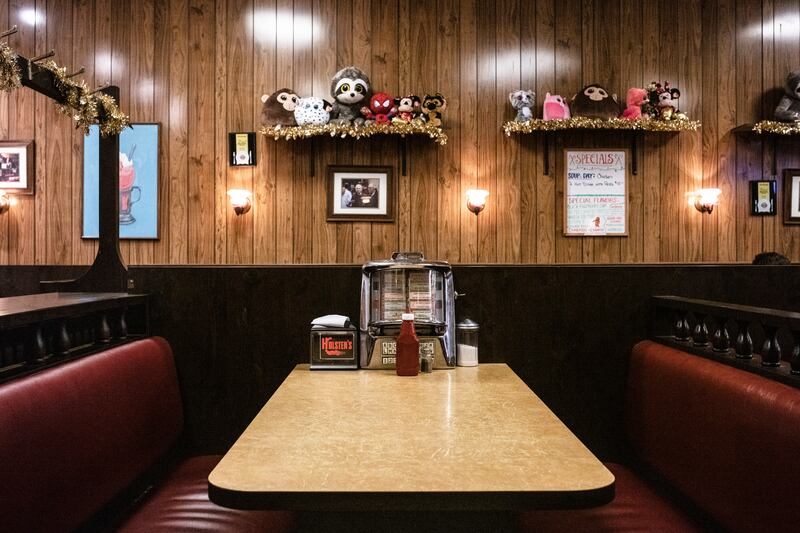 The booth where the enigmatic and much-discussed final scene of The Sopranos was filmed at Holsten's restaurant in Bloomfield, New Jersey. Photograph: Bryan Anselm/The New York Times 