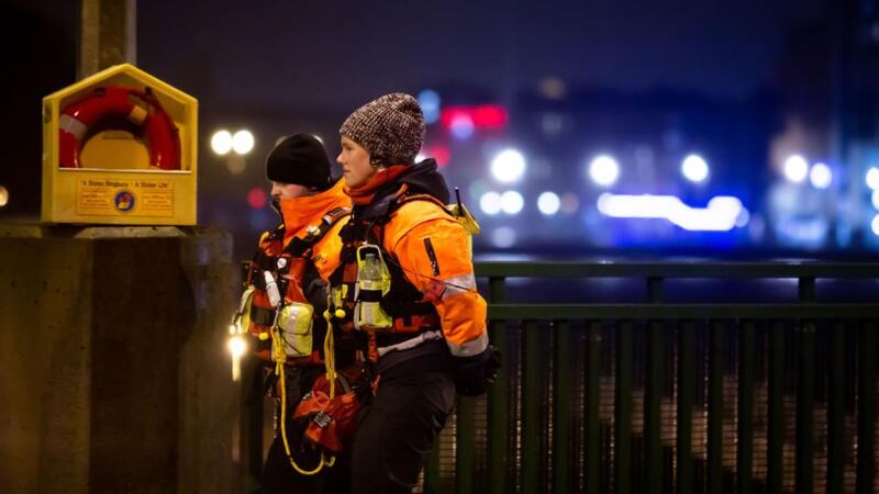 Sean Lyons and Ciara McInerney on Shannon Bridge, Limerick city, patrolling with Limerick Suicide Watch. Photograph:Alan Place
