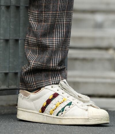 The snazzy frayed cream Adidas shoes worn by new Republic of Ireland manager Heimir Hallgrímsson at the Aviva Stadium on Thursday. Photograph: Bryan Keane/Inpho