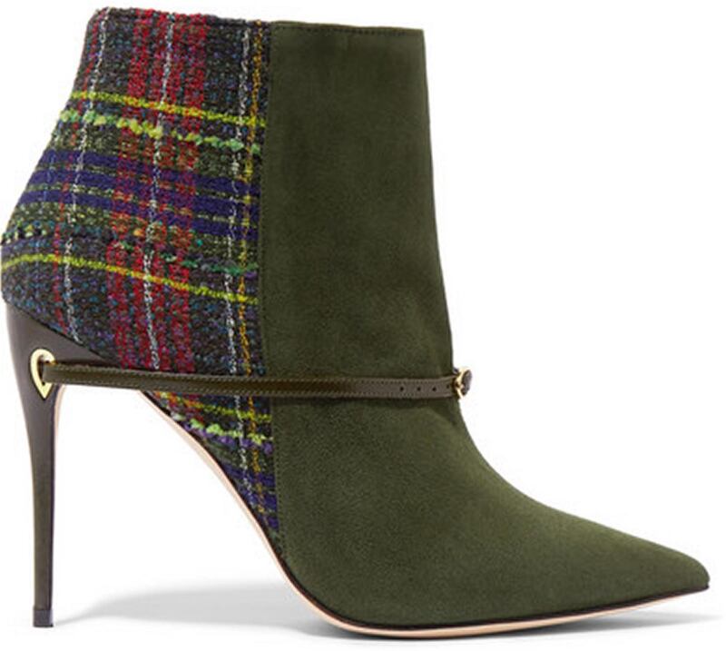Suede and check high-heeled boots by Jennifer Chamandi, €840 at netaporter.com