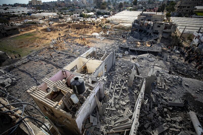 Israeli air strike damage at the Rafah refugee camp on Monday. Photograph: Haitham Imad/EPA