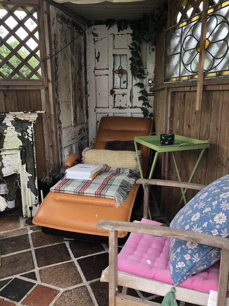 John and Mairead Finnegan used leftover building materials and items found in skips to build their summerhouse in Co Meath