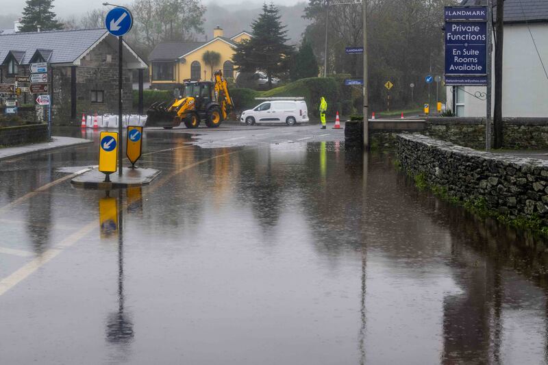 The N71 at Rosscarbery was closed by Cork County Council due to flooding. Photograph: Andy Gibson