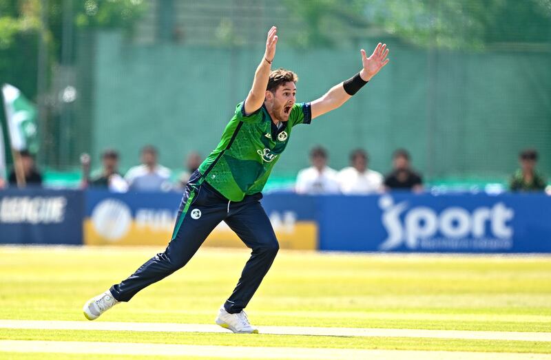 Mark Adair appeals for a wicket in a recent match against Pakistan. Photograph: Seb Daly/Sportsfile