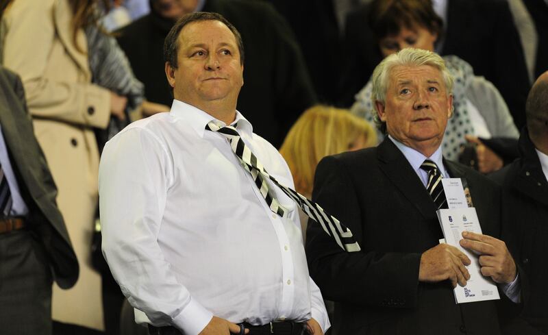 Joe Kinnear and Newcastle owner Mike Ashley look on during a Newcastle Premier League game against Everton in September 2013. Photograph: Stu Forster/Getty Images
