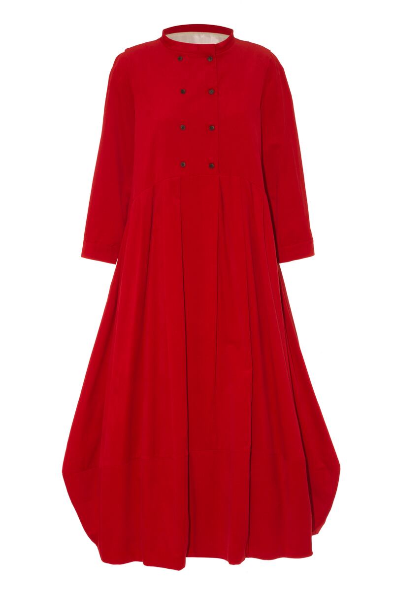 Derry dress in red needlecord, £425, cabbagesandroses.com