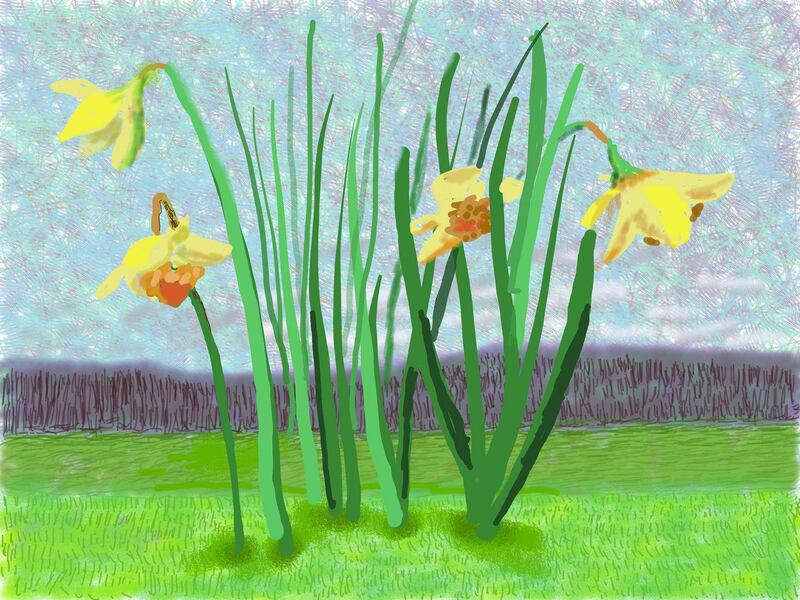 No. 118, March 3rd, 2020, iPad painting by David Hockney, from David Hockney: The Arrival of Spring, Normandy, 2020, Royal Academy of Arts, London
