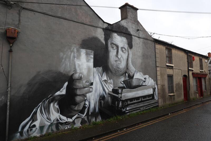 Literary Dublin: Shane Sutton’s Brendan Behan mural at Richmond Cottages. Photograph: Nick Bradshaw