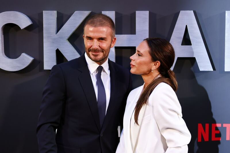 David Beckham and his wife Victoria at the premiere of 'Beckham' at the Curzon Mayfair in London. Photograph: Tolga Akmen/EPA-EFE