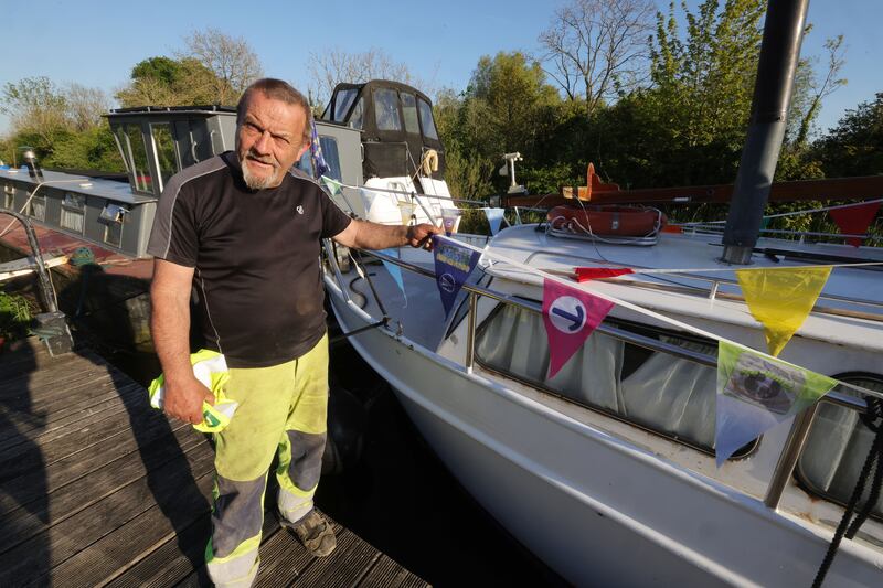 Colm Meyler from the boat Carrigeen, one of the flotilla boats on the Royal Canal. Photograph: Alan Betson
