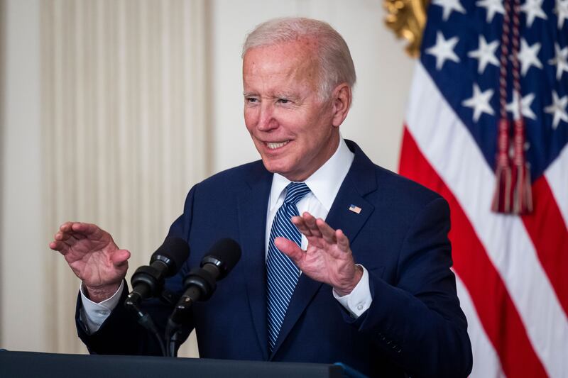 US president Joe Biden speaks before signing the Inflation Reduction Act in the White House in Washington. Photograph: Jim Lo Scalzo/EPA