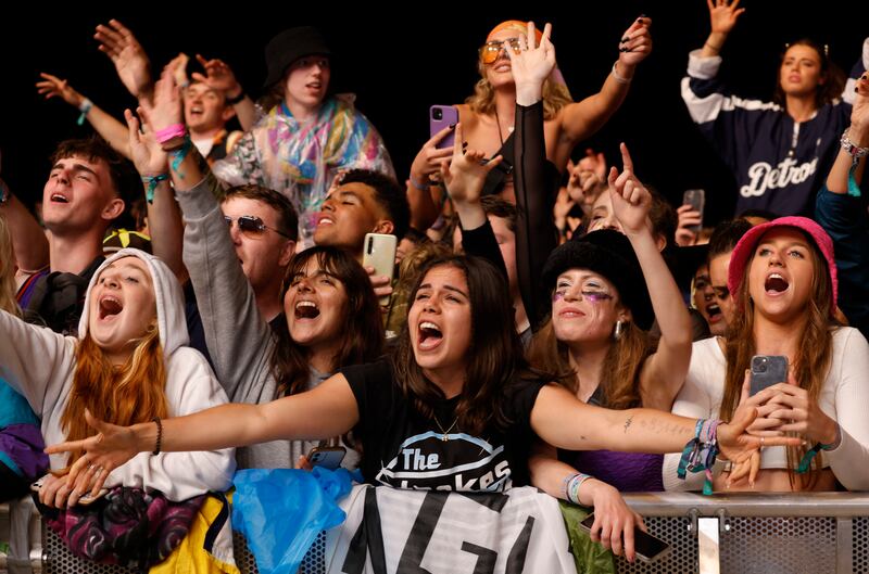 Fans enjoy Arctic Monkeys on the final day of Electric Picnic. Photograph: Alan Betson
