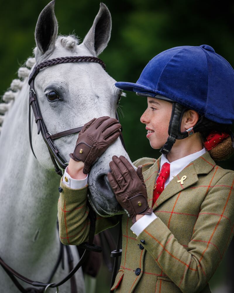 Judy O’Donnell and Cluainin Spring Johnston at the 2025 RDS Dublin Horse Show Launch. Photograph: James Crombie