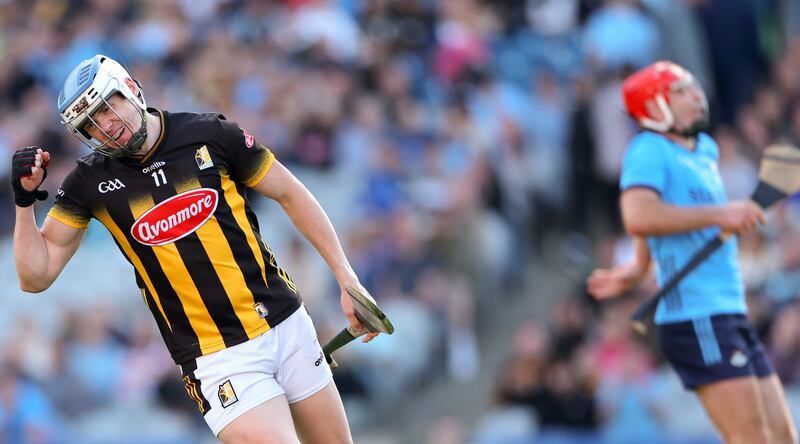 Kilkenny’s TJ Reid celebrates after scoring his side's third goal against Dublin in the Leinster final. Photograph: James Crombie/Inpho