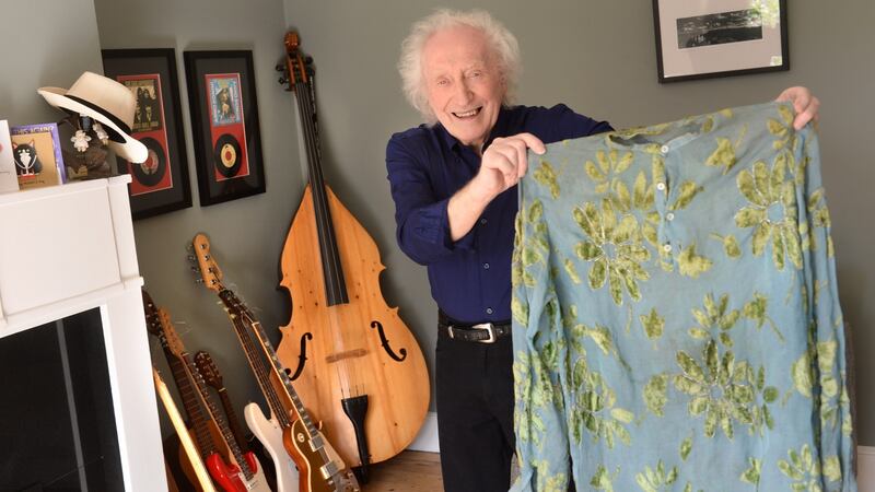 Dave Tiger Taylor, pictured with some of his Jimi Hendrix memorabilia in Dublin. Photograph: Dara Mac Dónaill/The Irish Times.