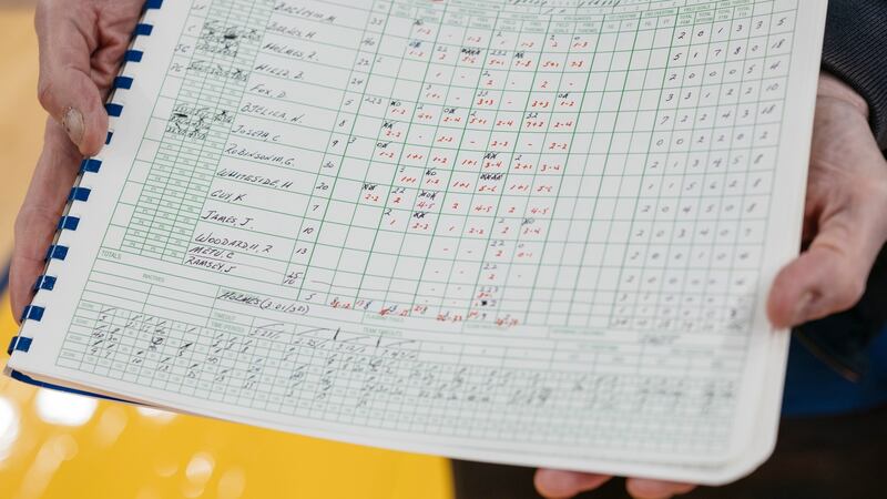 The most recent NBA scorebook used by Fred Kast, the official scorer for the Golden State Warriors. Photograph: The New York Times