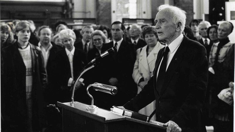 Aodogán O’Rahilly speaking at a reception to mark the publication of his book, Winding the Clock – O’Rahilly and the 1916 Rising, which has now been resissued, in the GPO, O’Connell Street, Dublin
